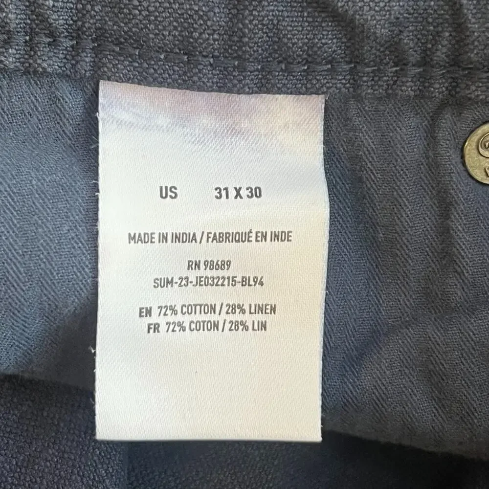 Todd Snyder Dark Wash Jeans Men's 31 x 30 Slim Fit Cotton Linen Blend